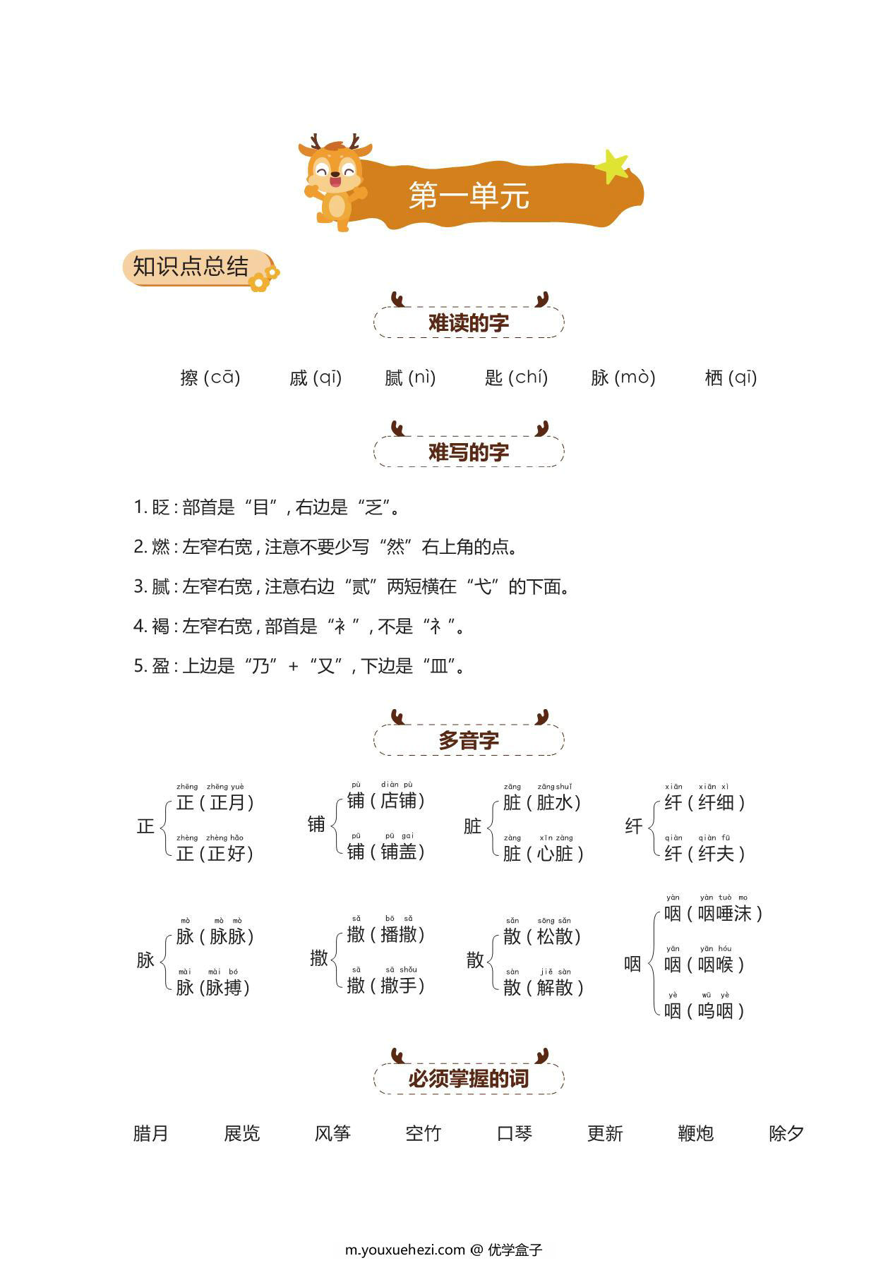 图片[1]-六年级语文下册期中复习宝典，41页PDF电子版-优学盒子