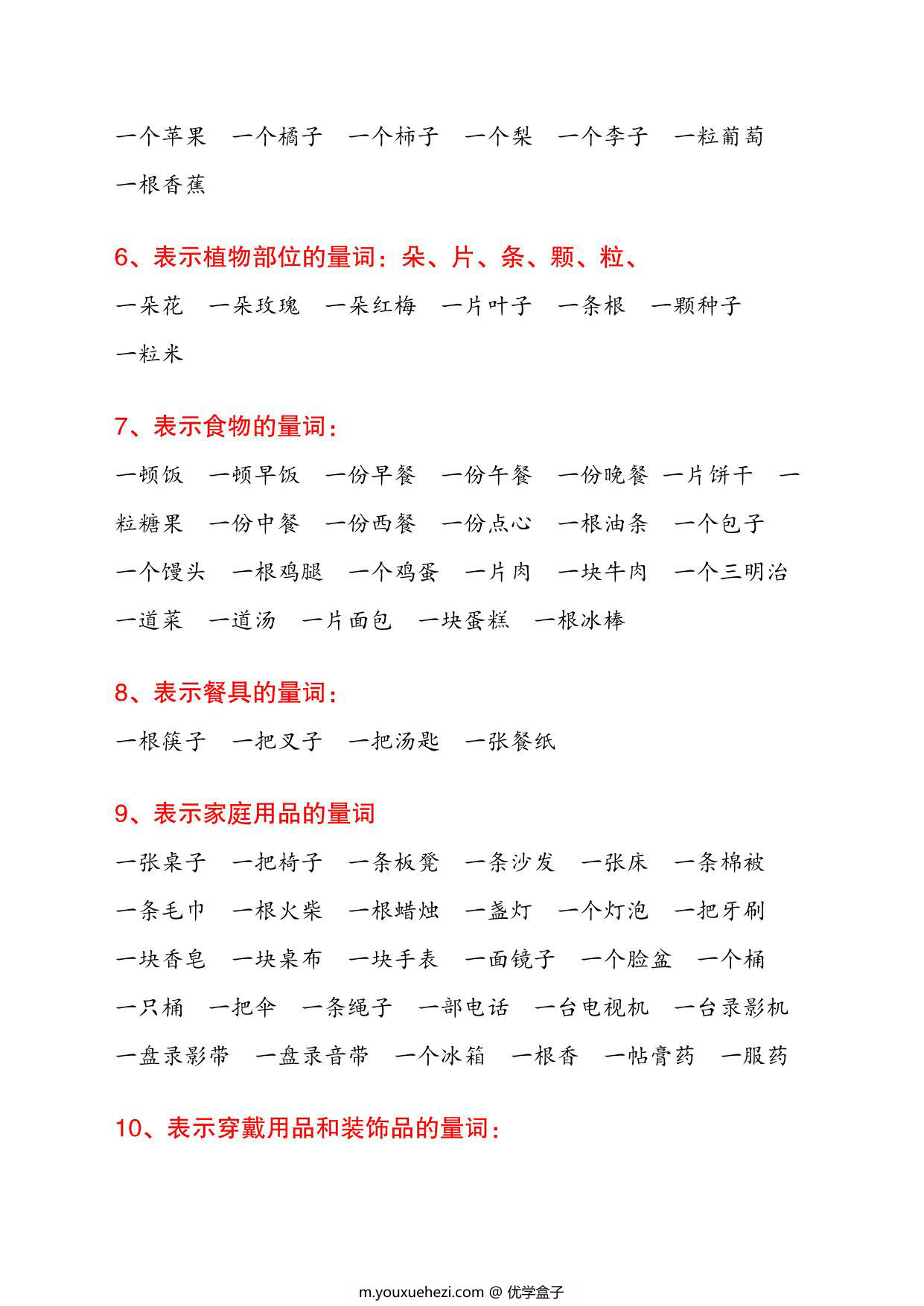 图片[2]-数量词的用法，5页PDF可打印-优学盒子