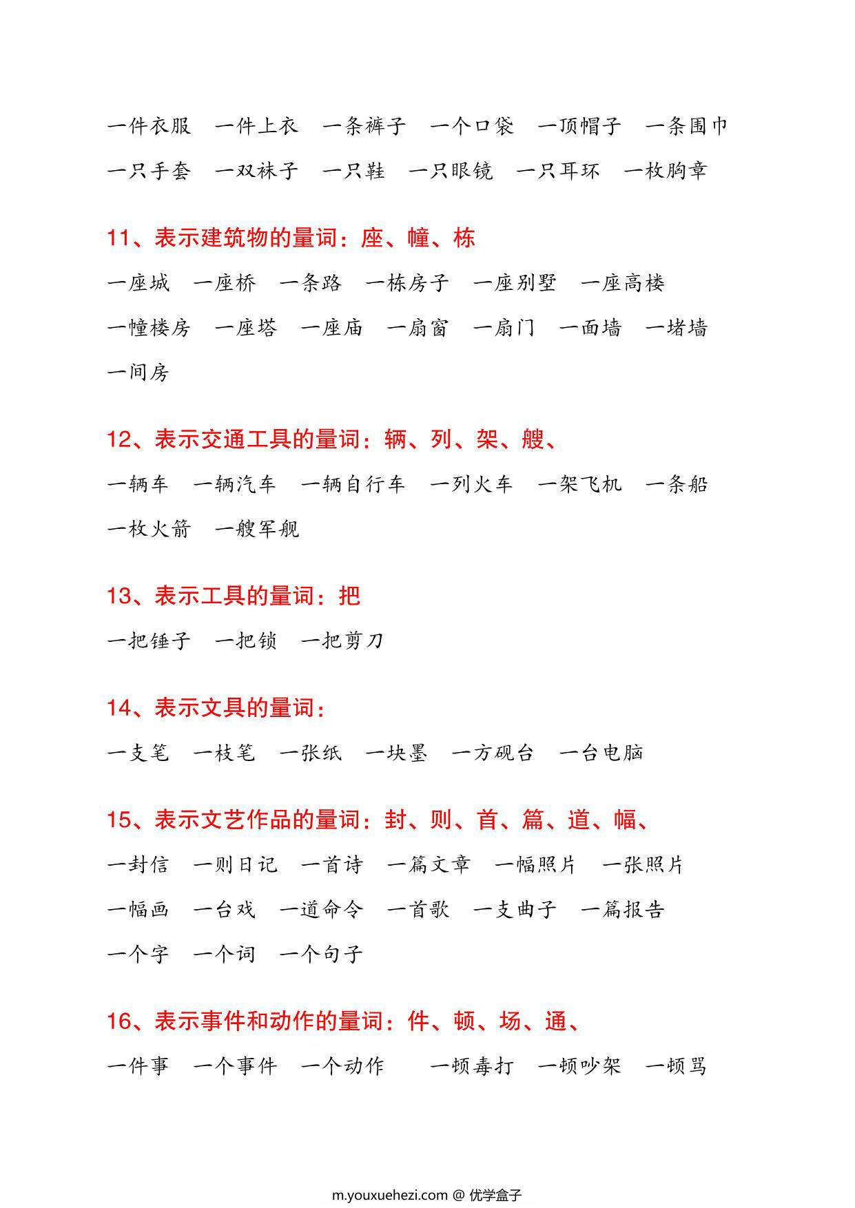 图片[3]-数量词的用法，5页PDF可打印-优学盒子