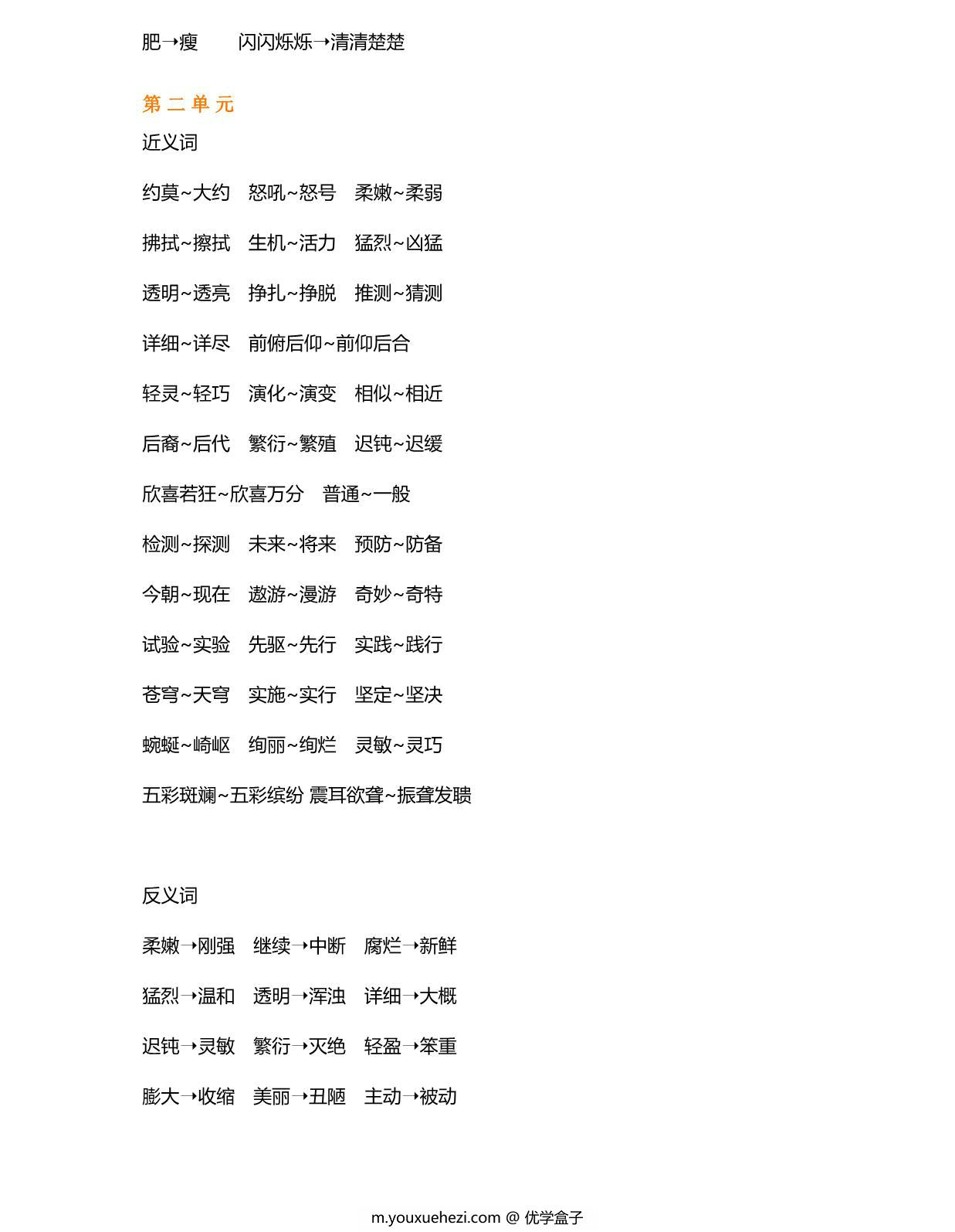 图片[2]-部编四年级语文下册近义词反义词汇总，8页PDF-优学盒子