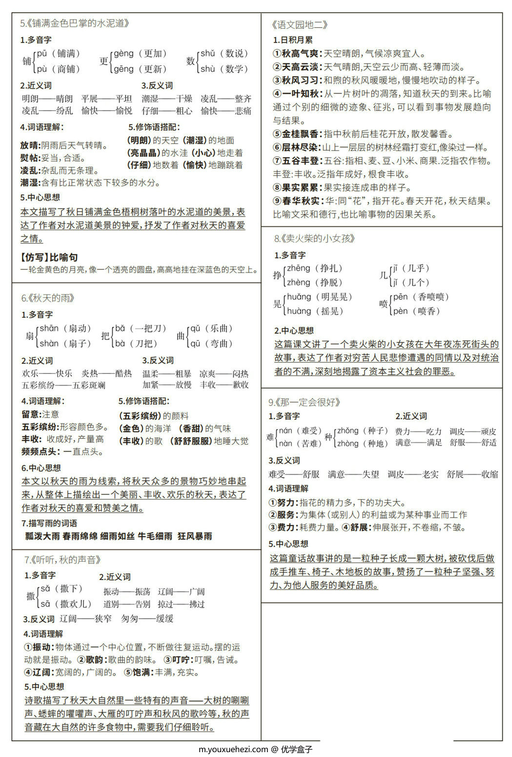 图片[2]-三年级上册语文课课贴，6页PDF电子版-优学盒子