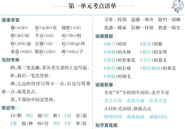 五年级上册语文1-8单元考点清单，16页PDF可打印-优学盒子