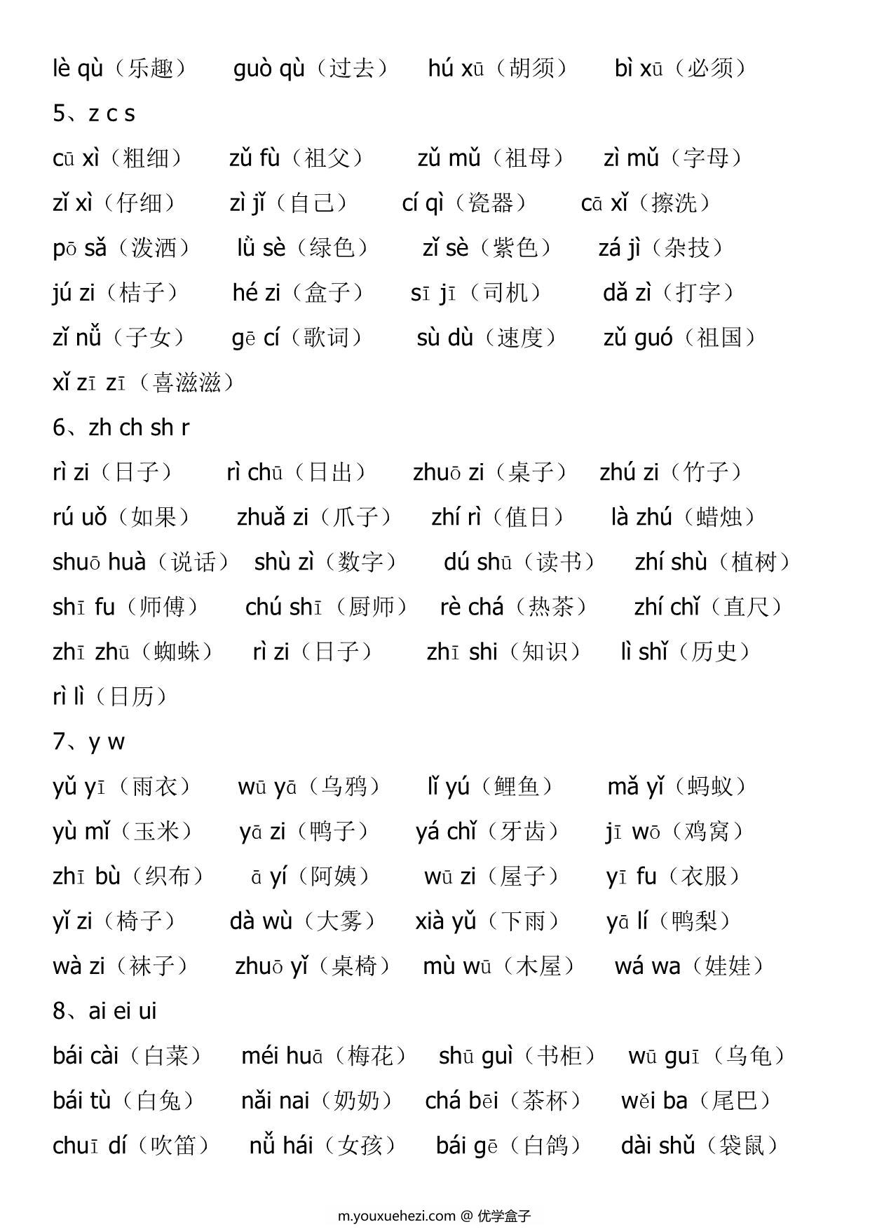 图片[2]-一年级语文音节拼读+生字练习全汇总，10页pdf电子版可打印-优学盒子
