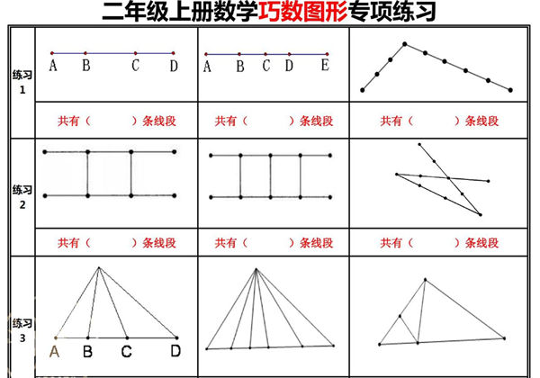 二年级上册数学巧数图形专项练习，4页PDF可打印-优学盒子