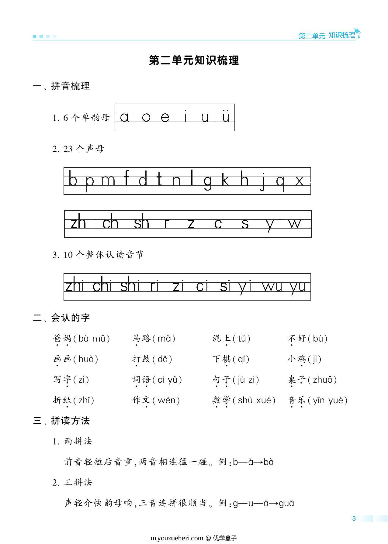 图片[3]-一年级语文上册期中知识点梳理+测试卷，18页PDF可打印-优学盒子