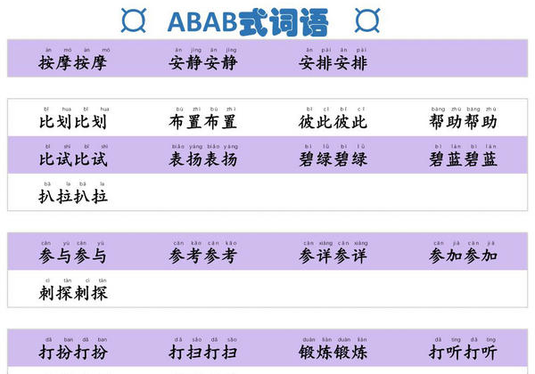 词语积累，ABAB式词语，2页PDF电子版-优学盒子