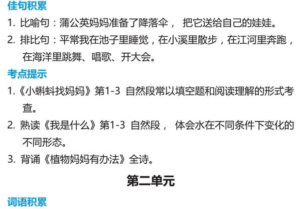 二年级语文上册词语归类积累 课文佳句汇总，7页PDF可打印-优学盒子