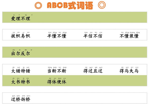 ABCB式词语，2页PDF电子版-优学盒子