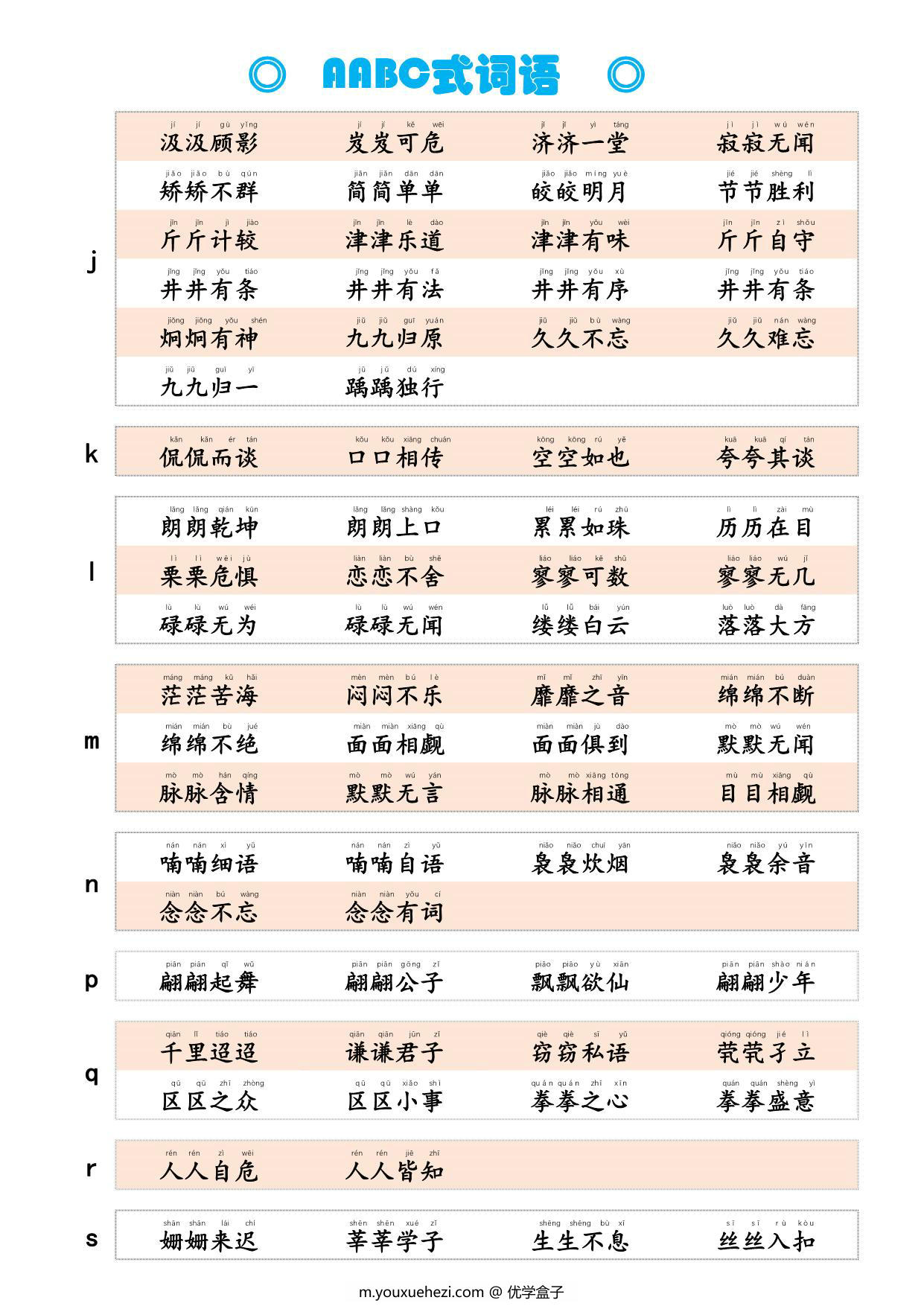 图片[2]-AABC式词语，词语积累3页PDF电子版-优学盒子