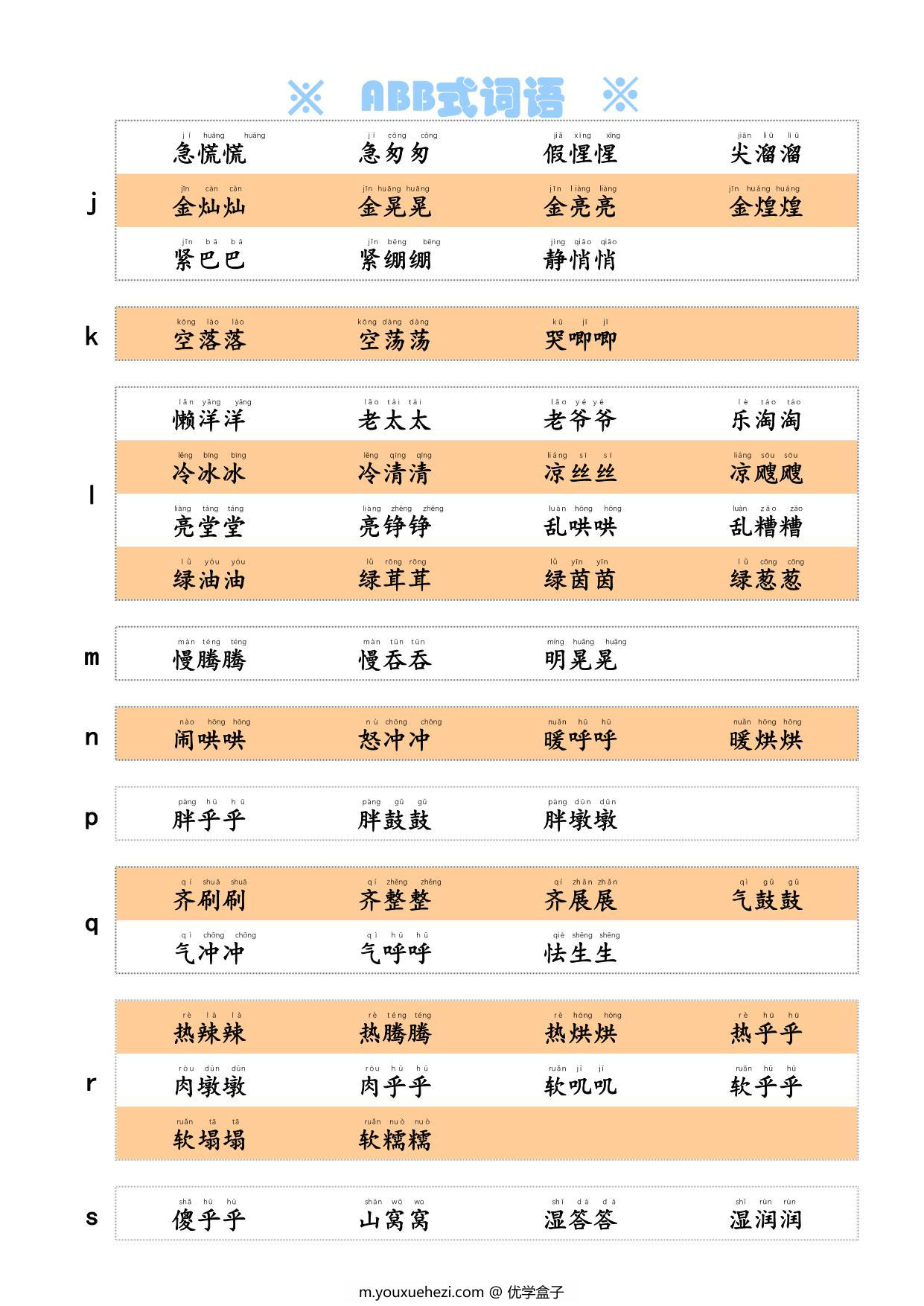图片[2]-ABB式词语，3页PDF电子版-优学盒子