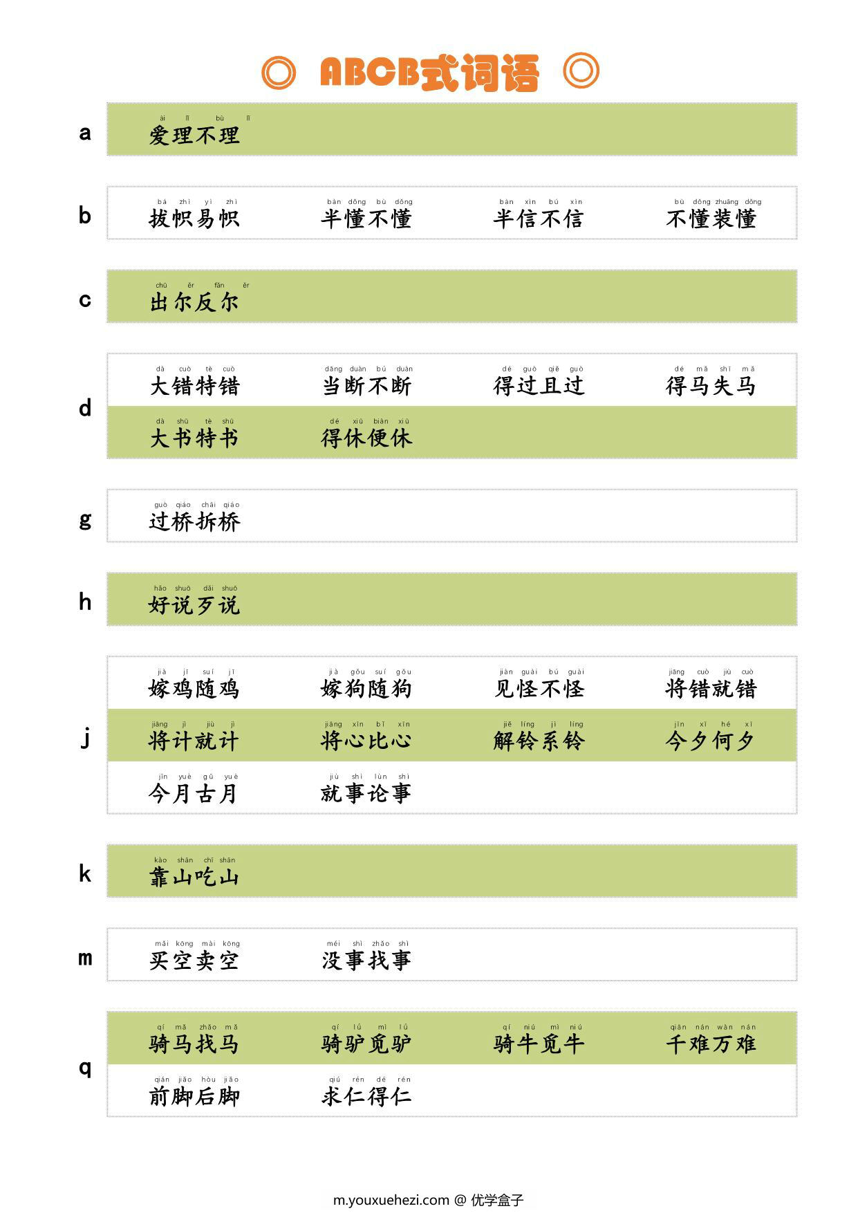 图片[1]-ABCB式词语，2页PDF电子版-优学盒子