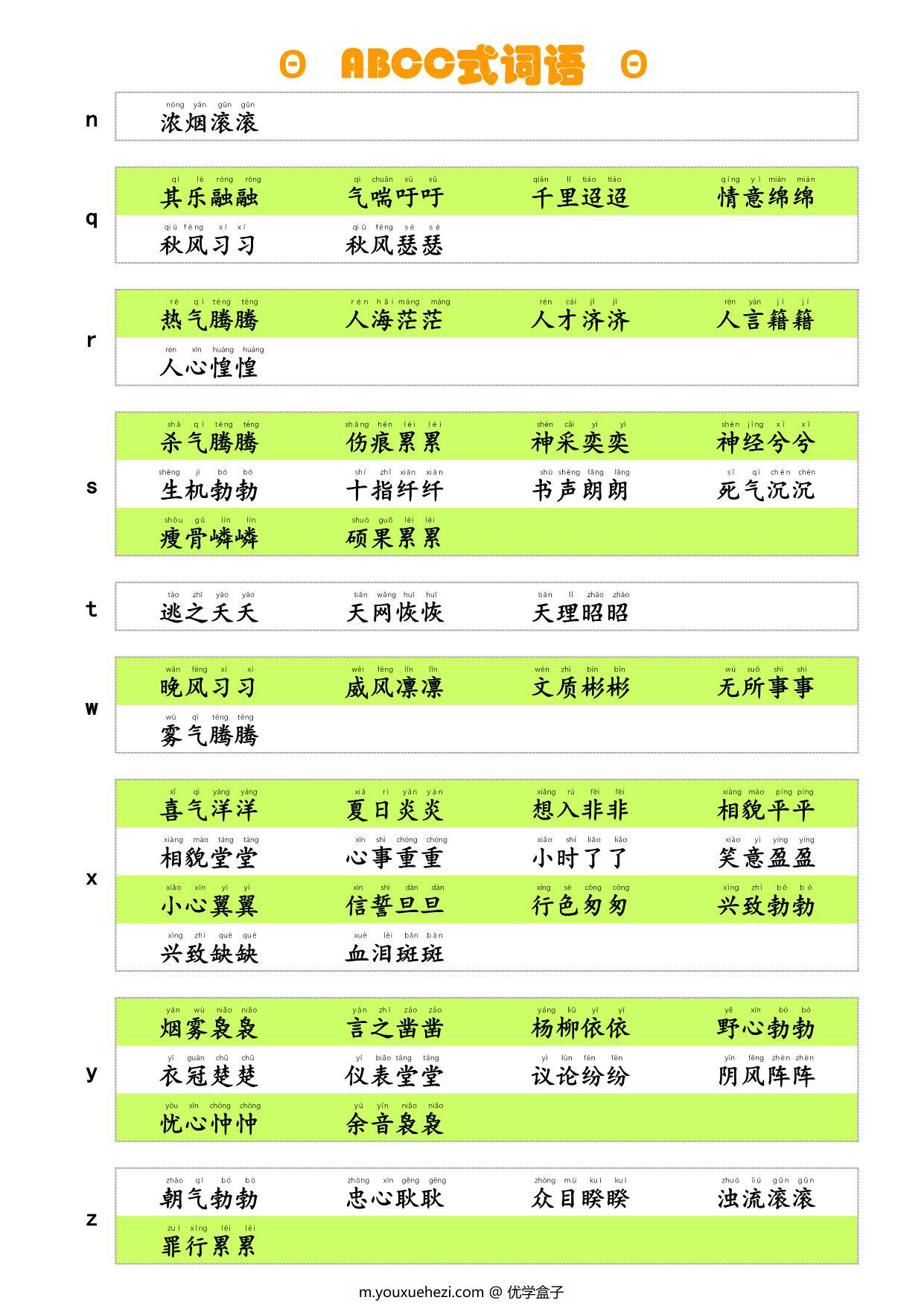 图片[2]-ABCC式词语，2页PDF可打印-优学盒子