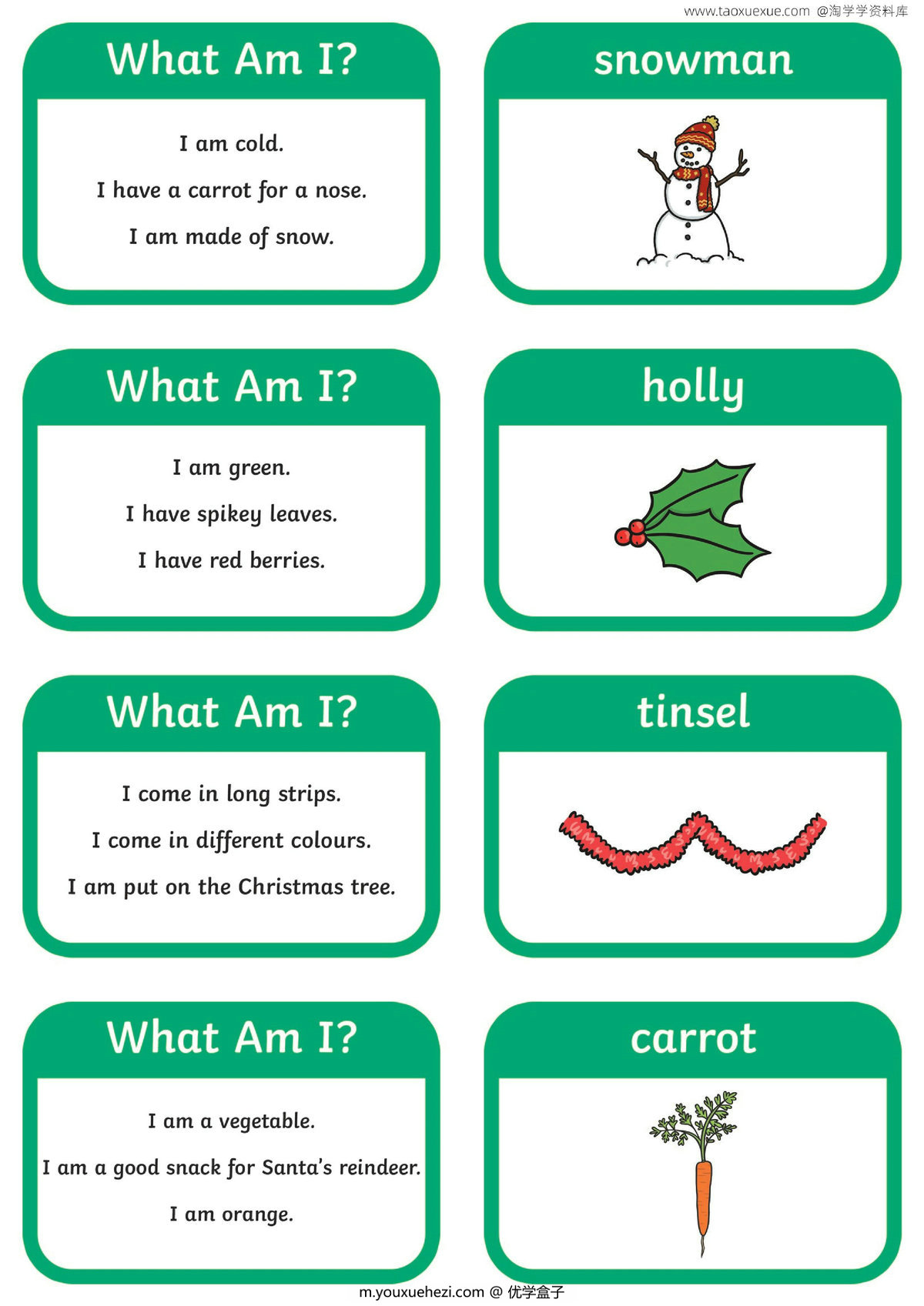 图片[2]-What-Am-I-Christmas-Guessing-Game，4页PDF电子版-优学盒子
