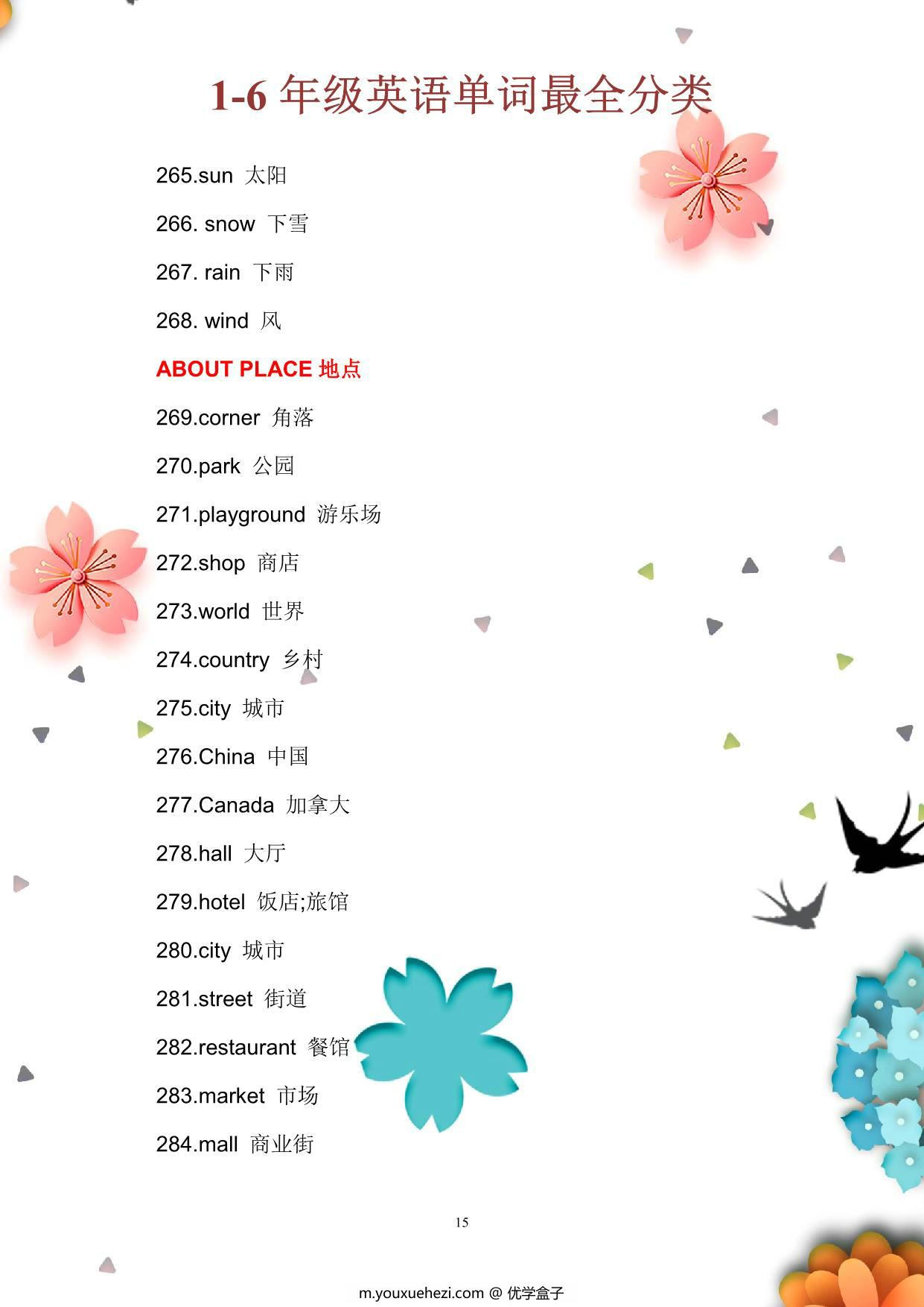 图片[3]-【小学英语】1至6年级英语单词最全分类，30页PDF电子版-优学盒子