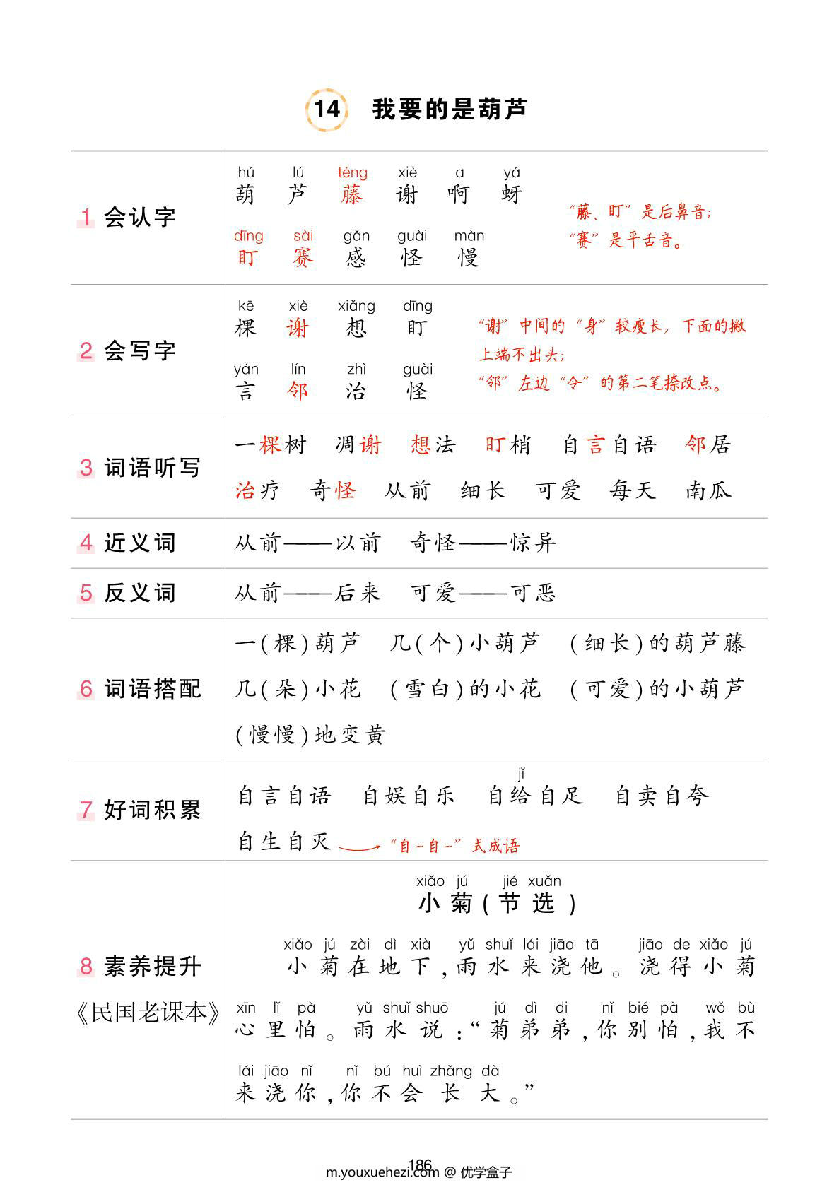 图片[4]-二年级上册语文状元语文笔记（背记清单），24页PDF可打印-优学盒子