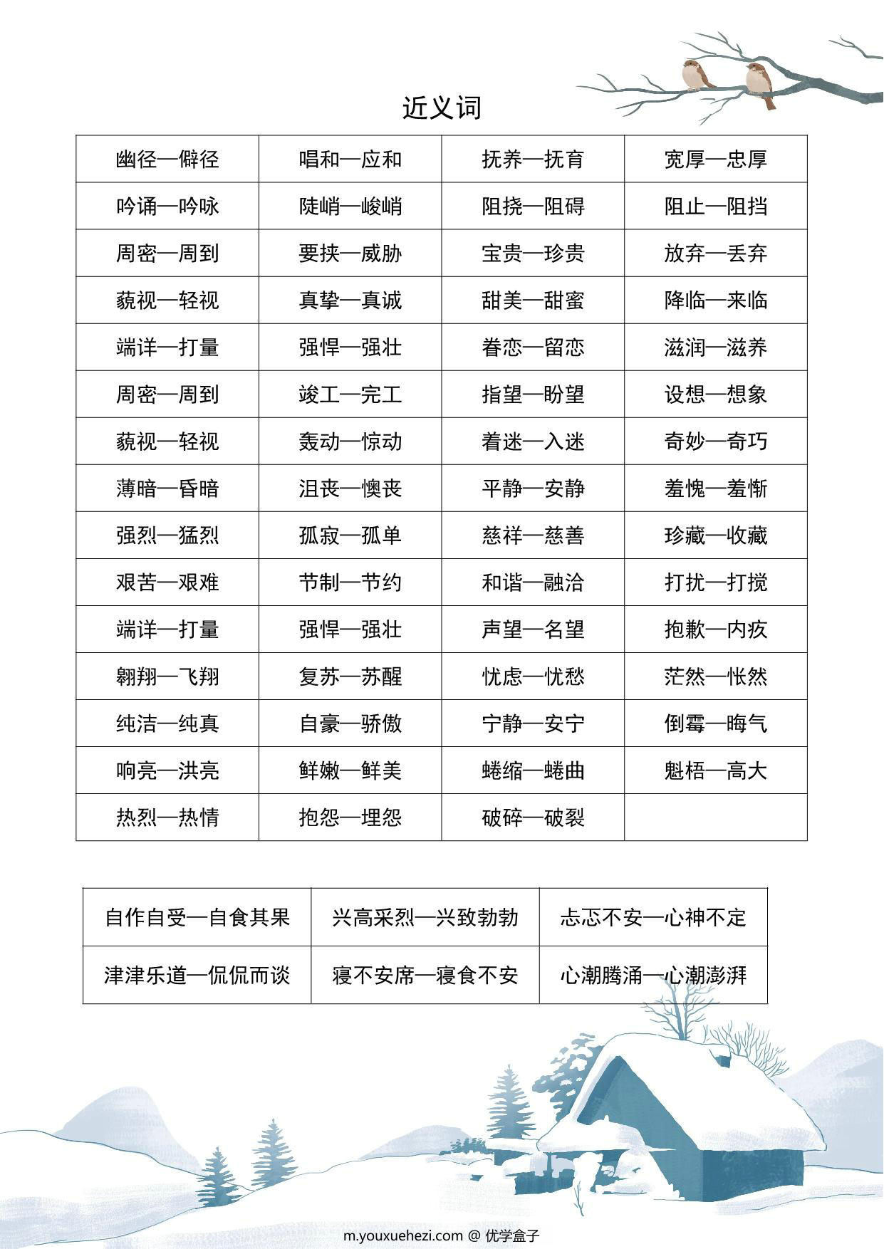 图片[2]-六年级语文近义词和反义词汇总，2页PDF电子版-优学盒子
