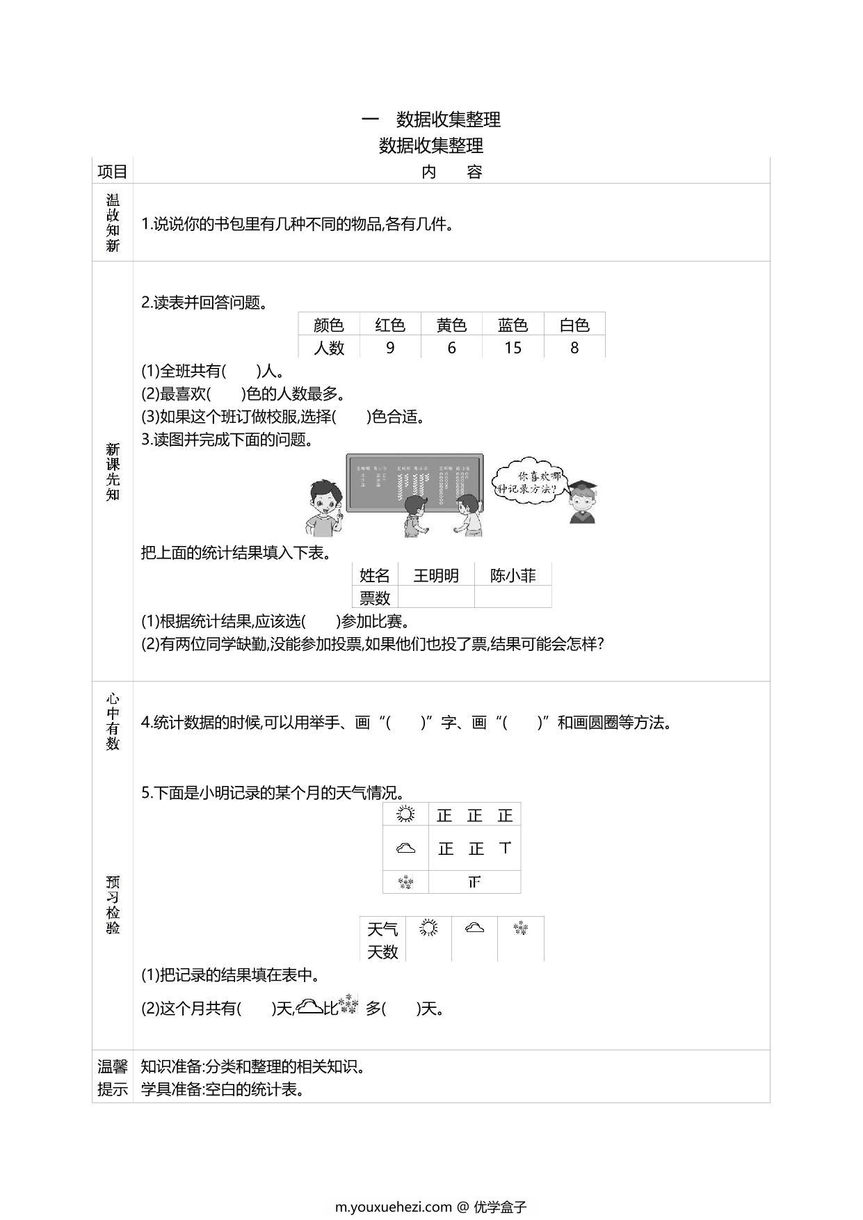 图片[1]-二年级数学下册《课前预习单》人教版，60页PDF可打印-优学盒子