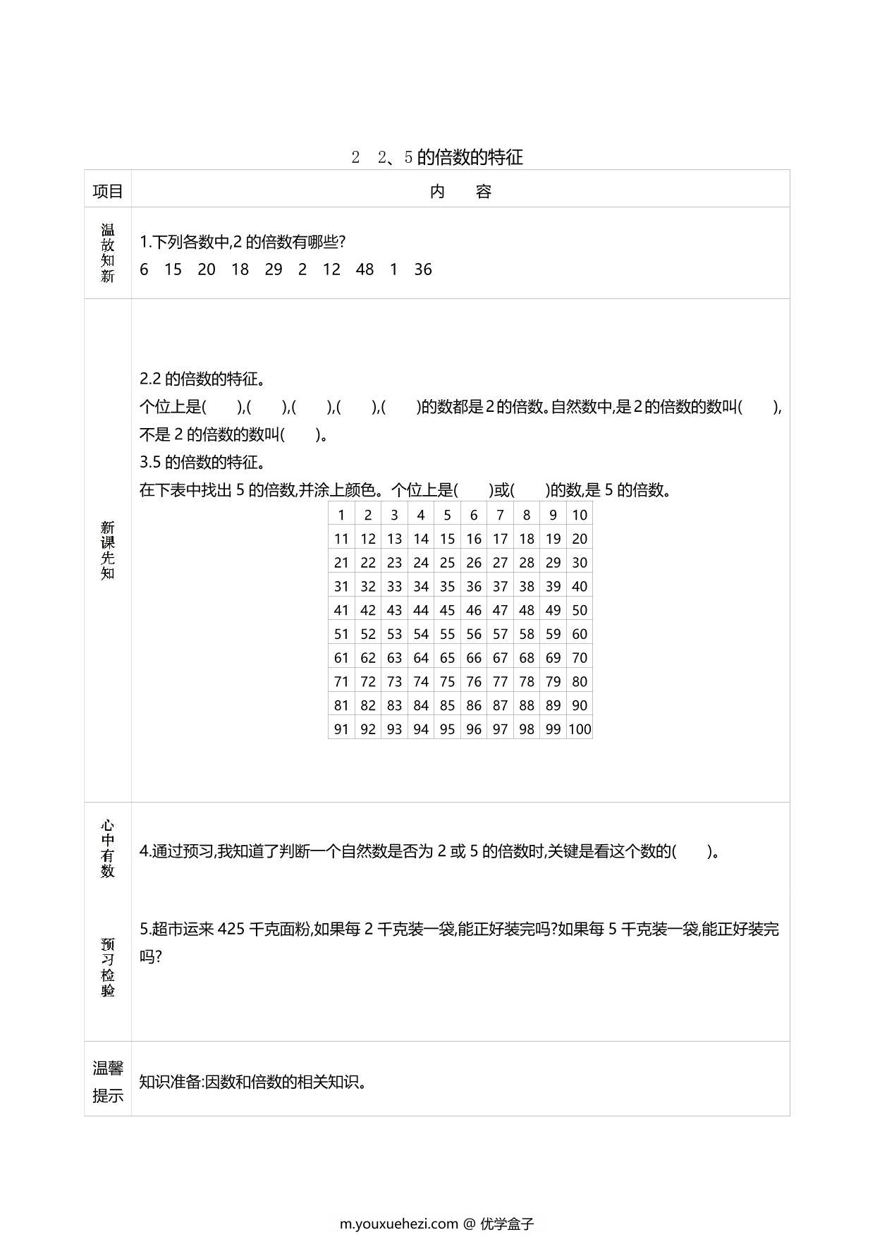 图片[3]-人教版五年级数学下册《课前预习单》，60页PDF电子版-优学盒子