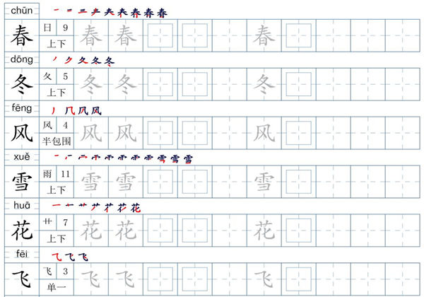 一年级语文下册生字表200个，字帖17页（偏旁部首+笔顺+拼音），pdf电子版-优学盒子
