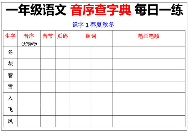 一年级语文下册同步音序笔顺10分钟默写小卡片，15页PDF电子版-优学盒子