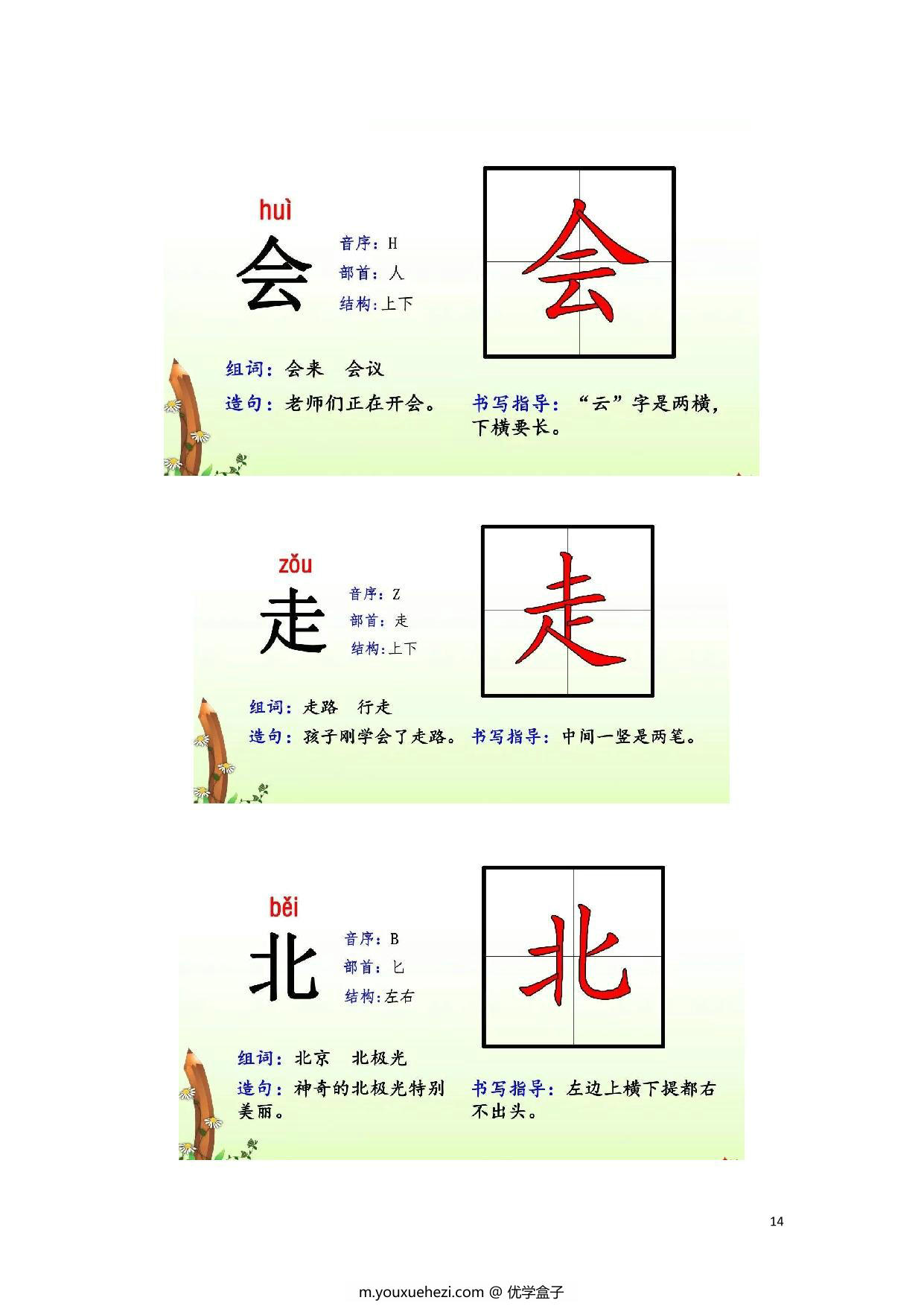 图片[5]-一年级下册语文生字拼音 偏旁 结构 组词 造句，71页PDF可打印-优学盒子