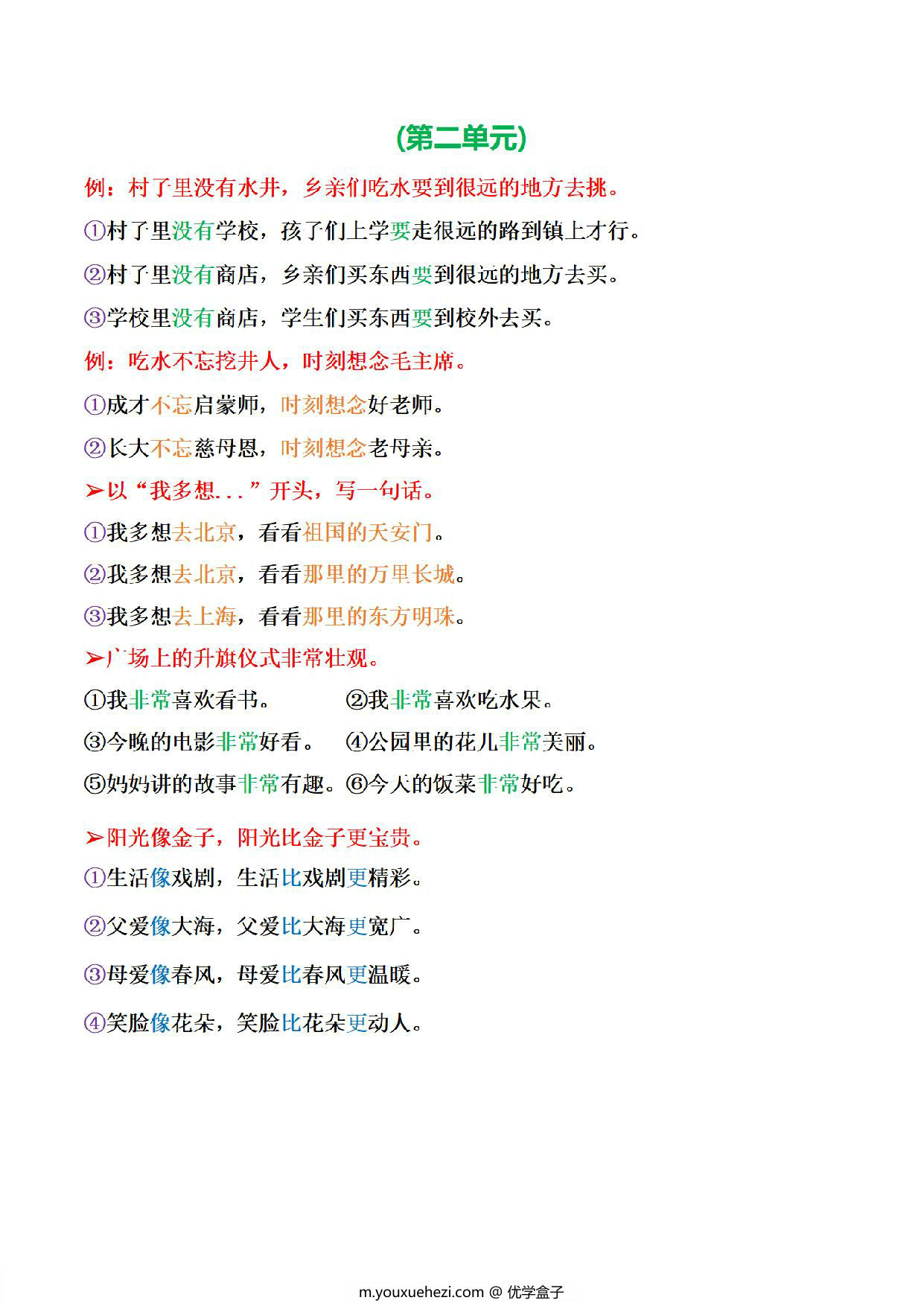 图片[2]-一年级语文下册期末必考1-8单元句子仿写，8页PDF电子版-优学盒子