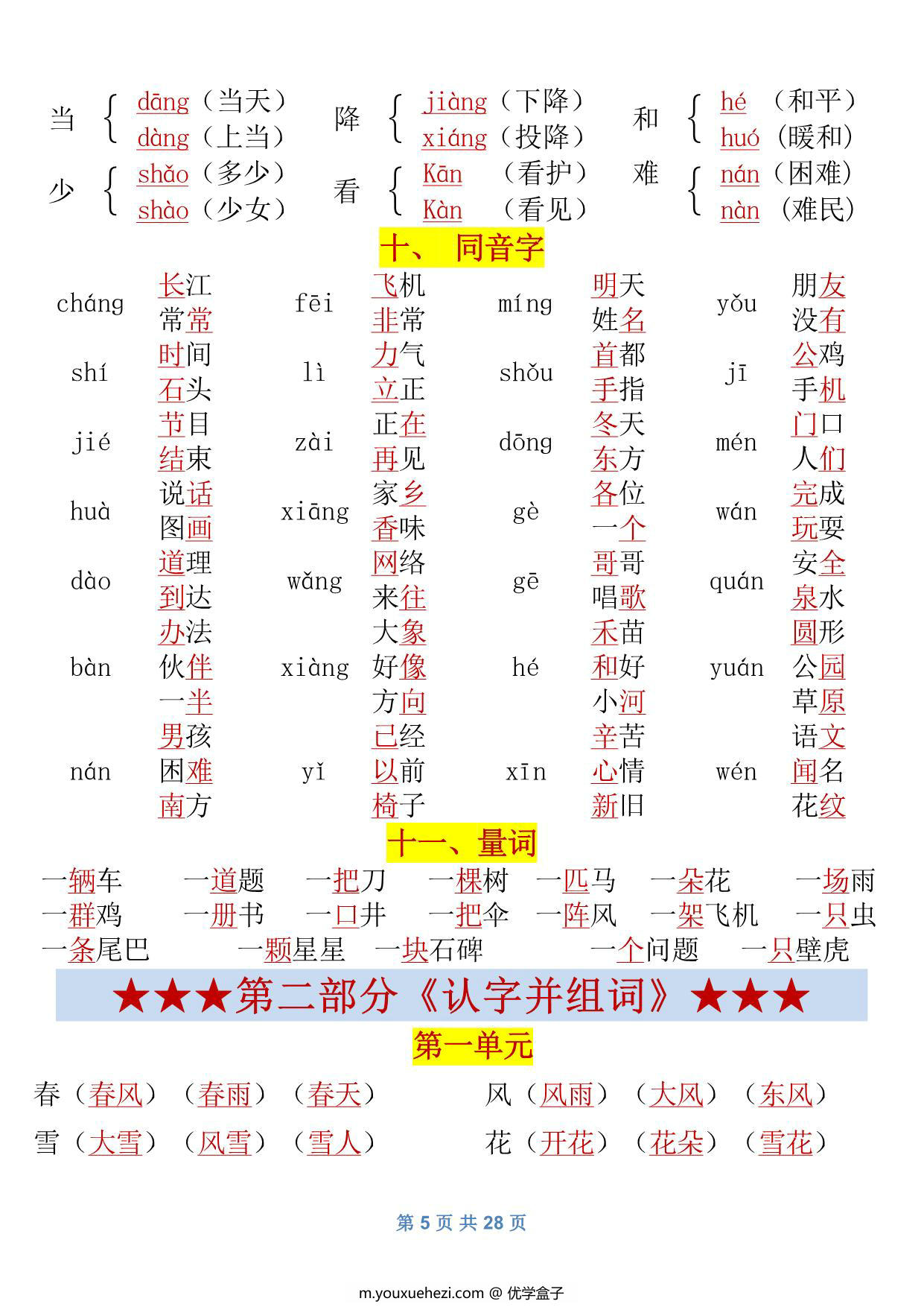 图片[2]-一年级语文下册归纳总结资料，28页PDF可打印-优学盒子