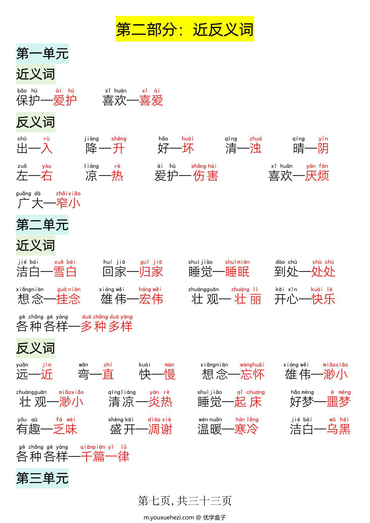 图片[2]-一年级语文下册晨读晚背四大项，33页PDF电子版-优学盒子