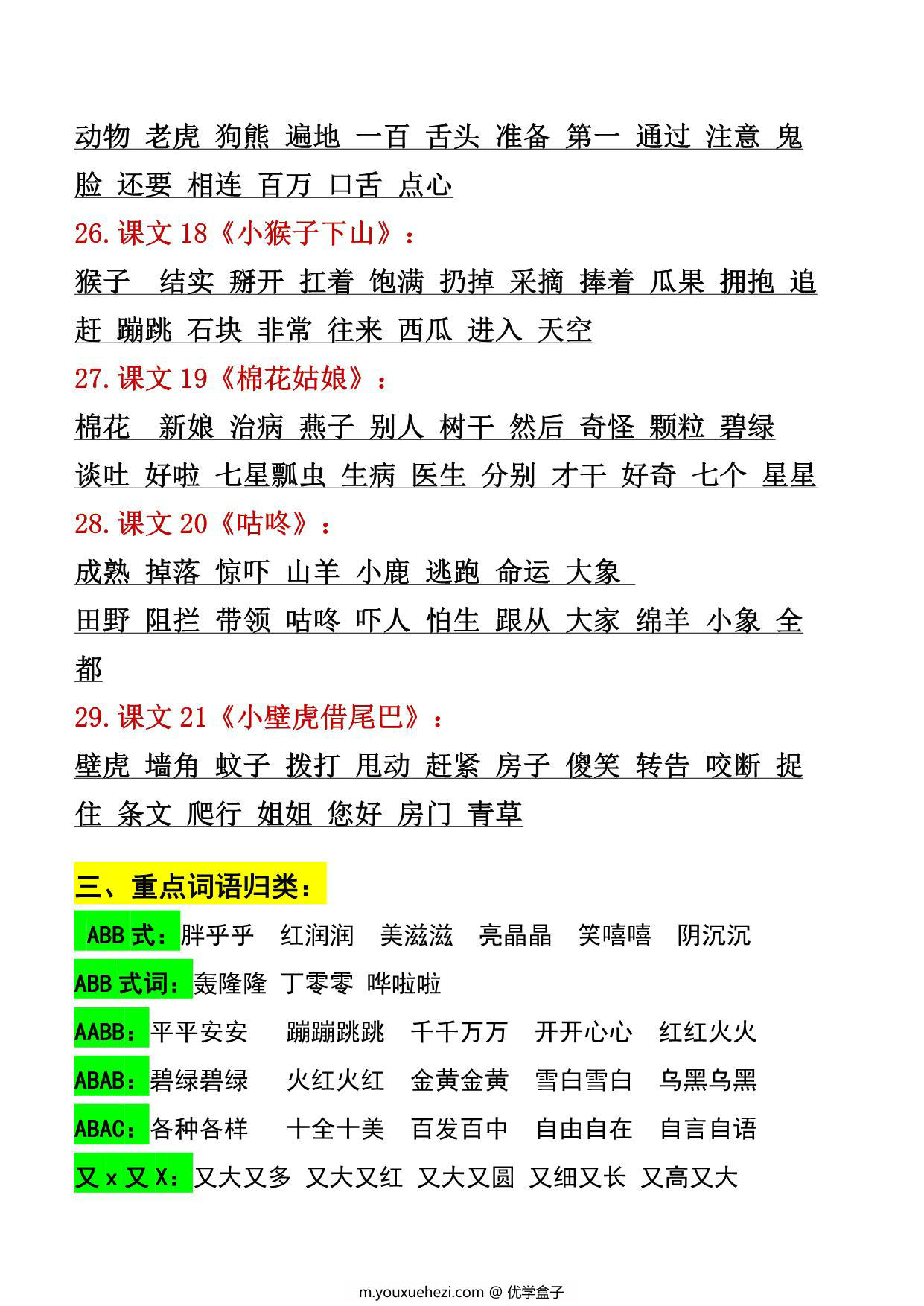 图片[3]-一年级语文下册知识点归纳总复习，12页PDF电子版-优学盒子