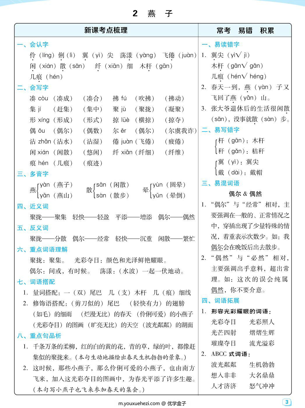 图片[3]-三年级下册语文每课考点梳理，40页PDF电子版-优学盒子
