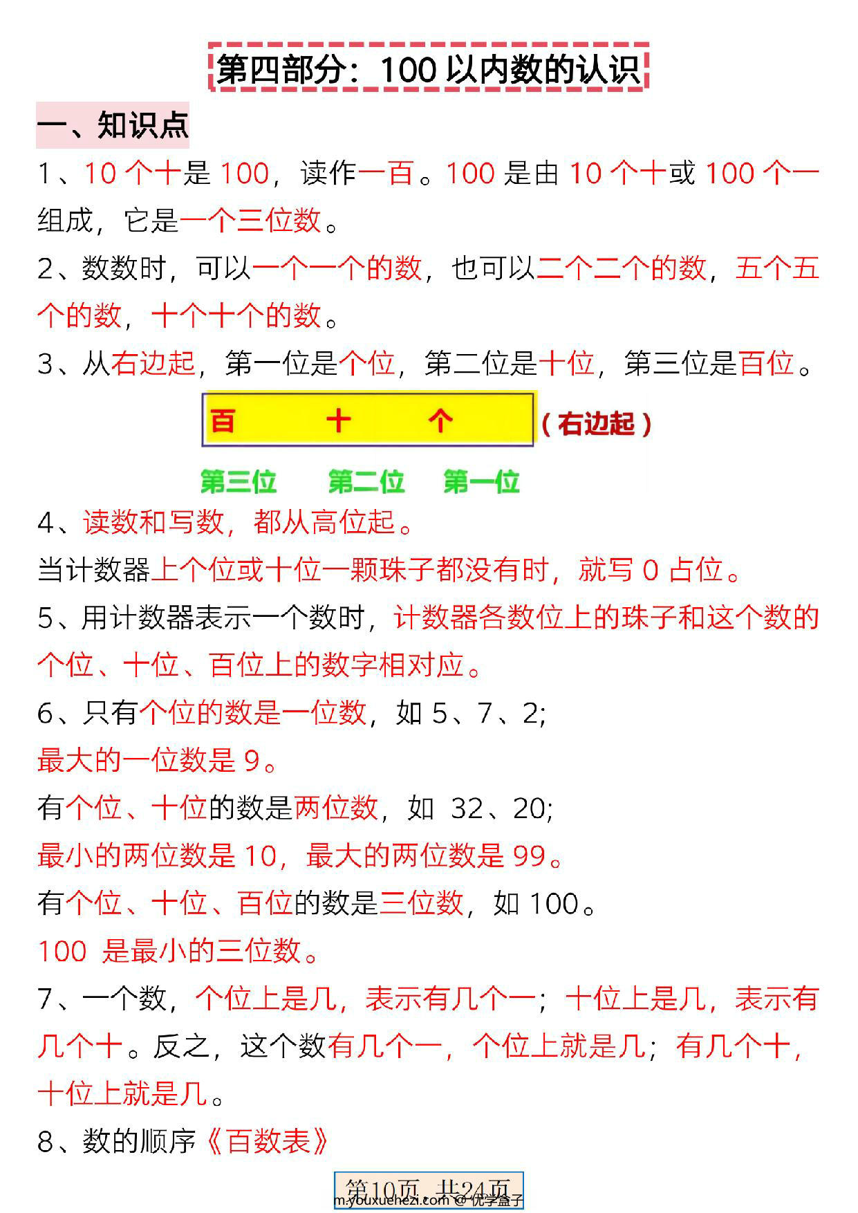 图片[3]-一年级下册数学全册重难点学霸笔记，24页PDF电子版-优学盒子