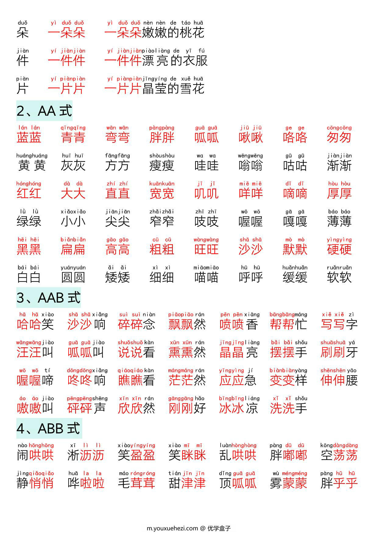 图片[2]-一年级语文下册词语积累专项，6页PDF电子版-优学盒子
