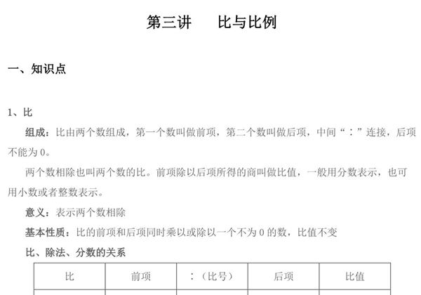 【小升初专题复习】北师大版六年级下册数学-第三讲 比与比例，12页PDF电子版-优学盒子