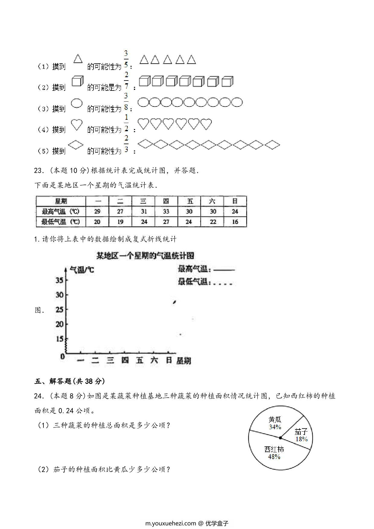 图片[3]-六年级下册数学总复习专项训练统计和概率（二）（人教版），10页PDF可打印-优学盒子