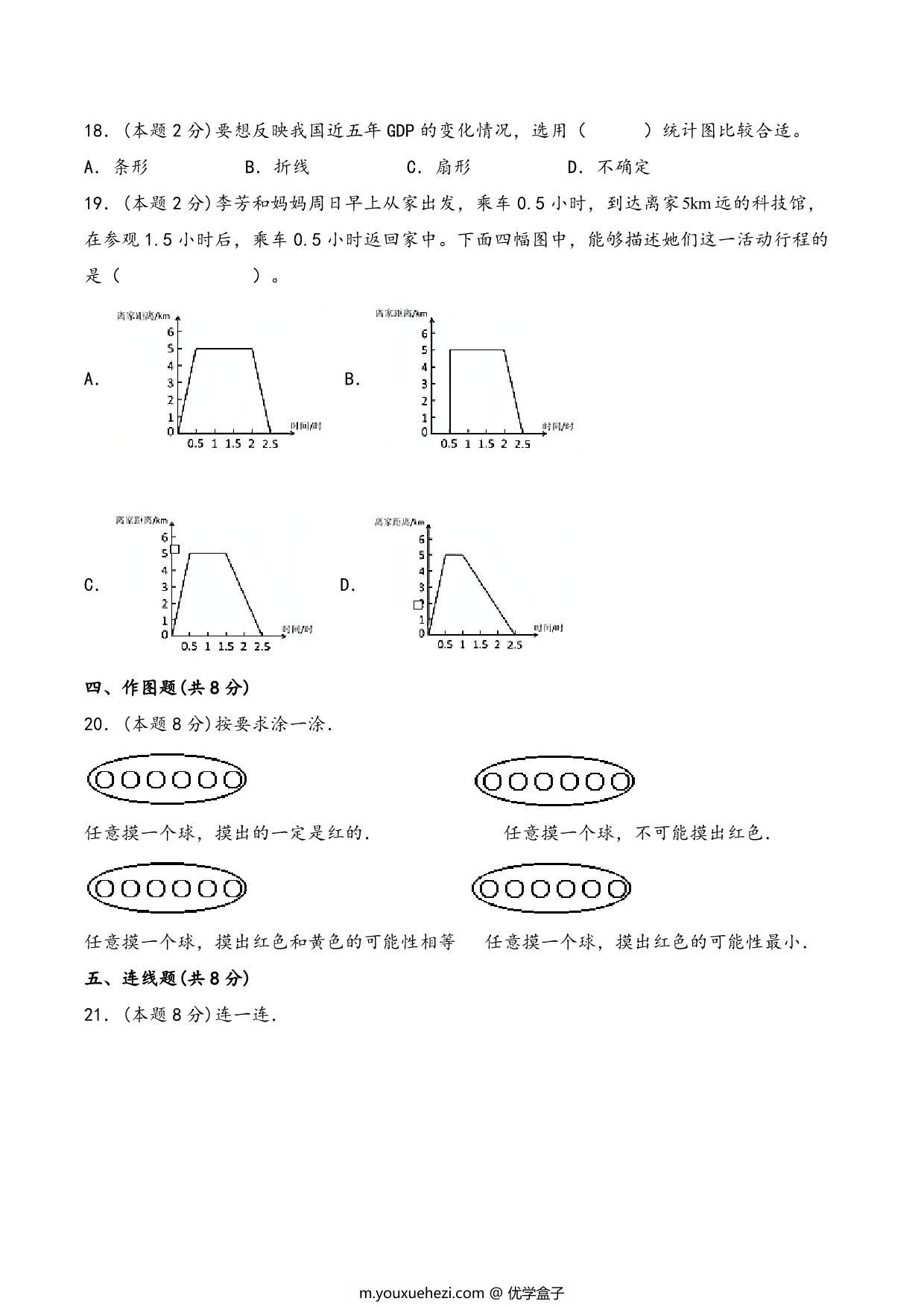图片[3]-六年级下册数学总复习专项训练统计和概率（一）（人教版），10页PDF电子版-优学盒子