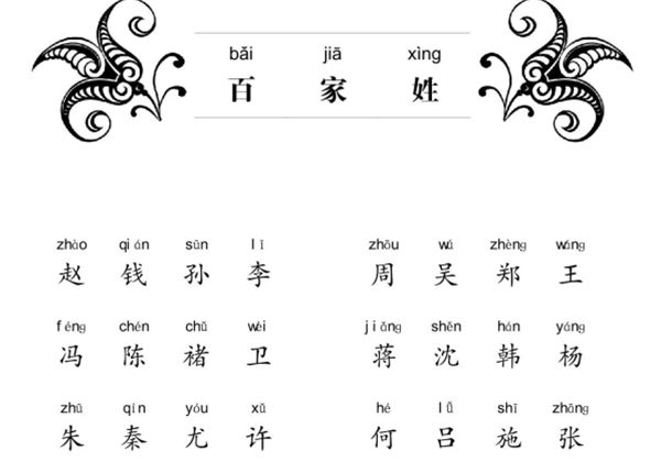 百家姓拼音版，8页PDF可打印-优学盒子