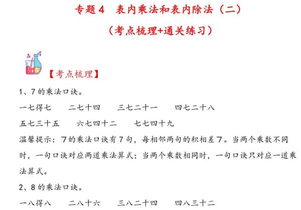 专题4 表内乘法和表内除法（二）-二年级上册数学计算大通关（苏教版），12页PDF可打印-优学盒子