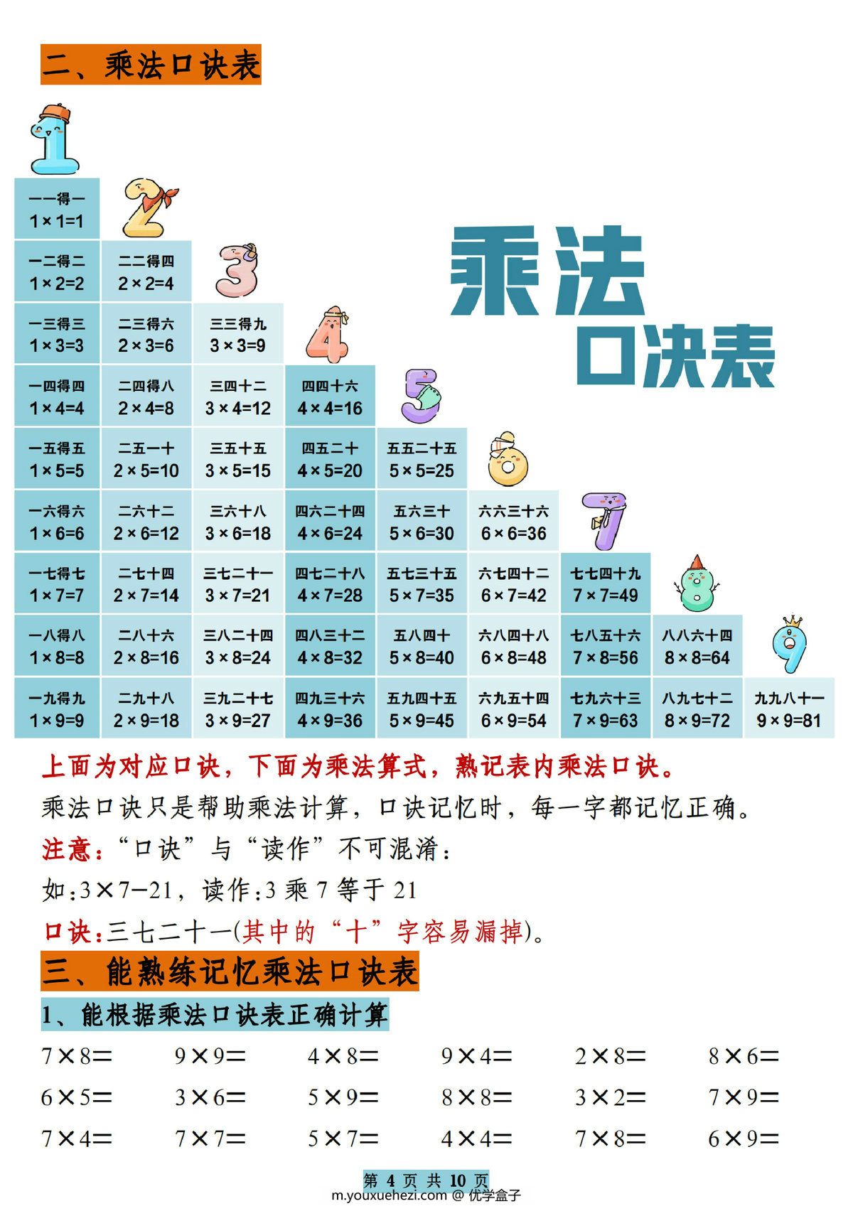 图片[2]-二年级上册数学乘法的初步认识，10页PDF可打印-优学盒子