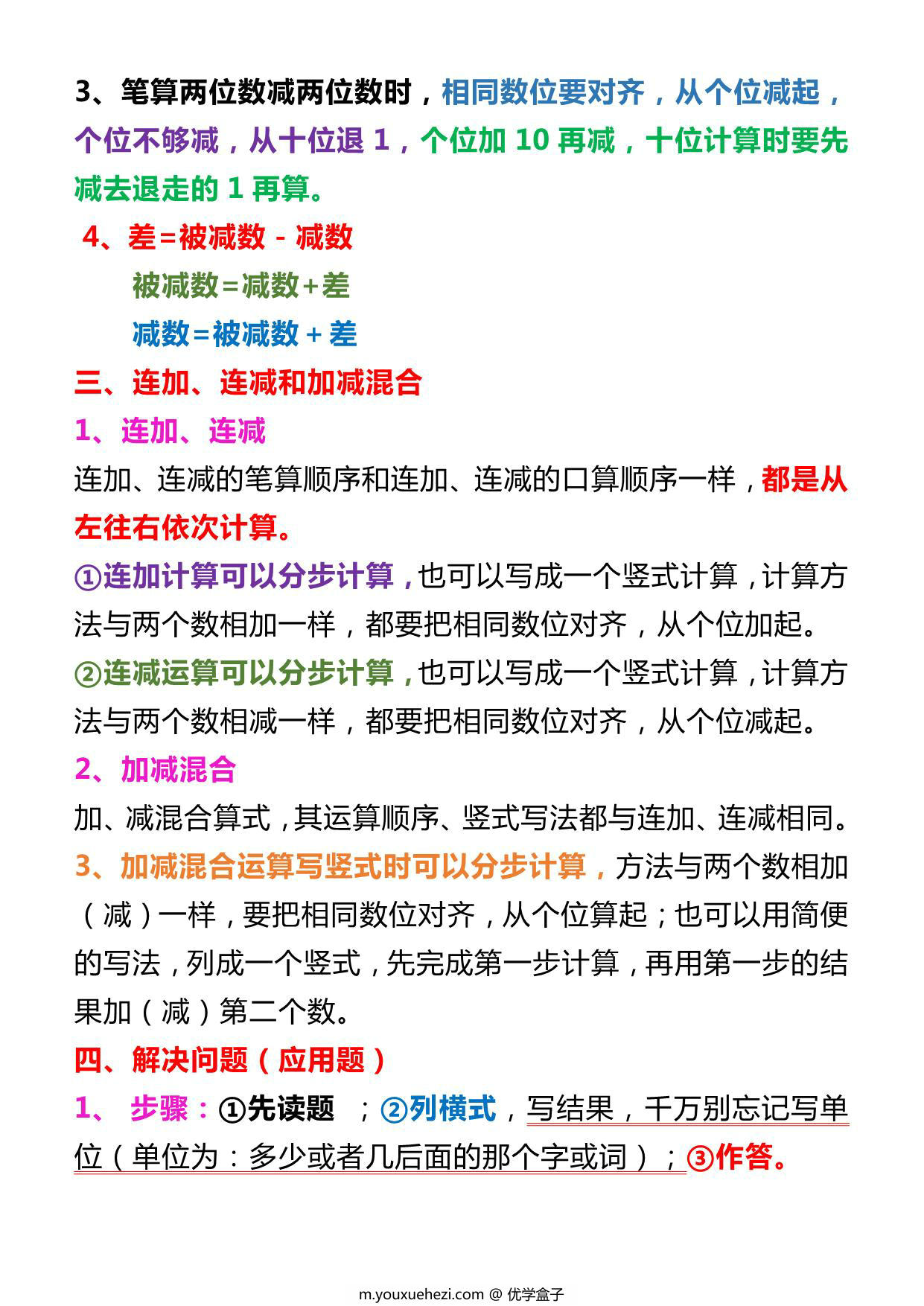 图片[3]-二年级上册数学必背知识点汇总，8页PDF可打印-优学盒子