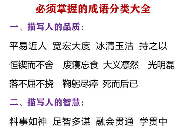 必须掌握的成语分类大全，19页PDF可打印-优学盒子