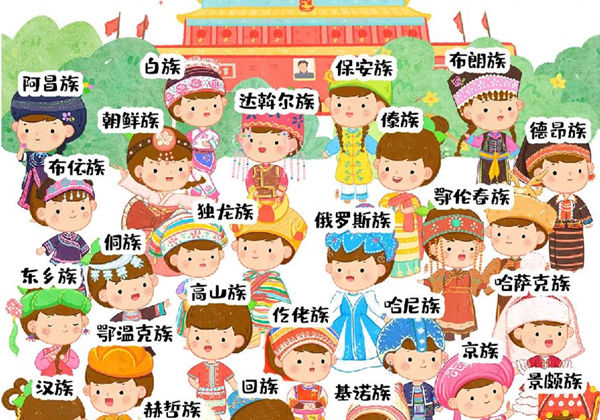 一年级56个民族对照表图鉴，57页PDF可打印-优学盒子