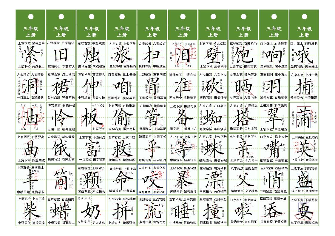 图片[2]-三年级上册语文同步精讲字卡，10页PDF电子版-优学盒子