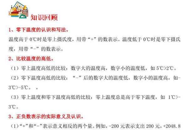 专题5 生活中的负数（数与代数）- 四年级上册数学专项提升（北师大版），14页PDF电子版-优学盒子