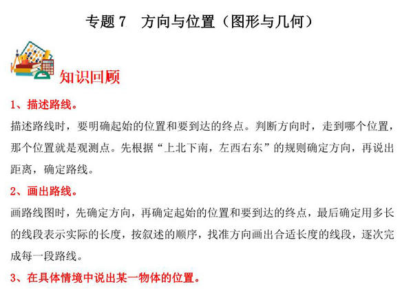 专题7 方向与位置（图形与几何）- 四年级上册数学专项提升（北师大版），16页PDF电子版-优学盒子