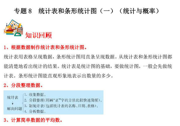 专题8 统计表和条形统计图（一）（统计与概率）- 四年级上册数学专项提升（苏教版），19页PDF电子版-优学盒子