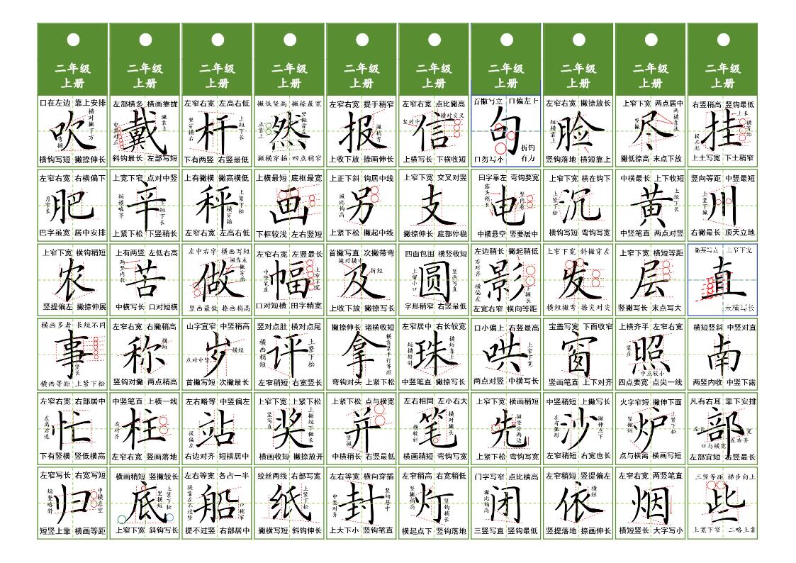 图片[2]-二年级上册语文同步精讲字卡，10页PDF可打印-优学盒子