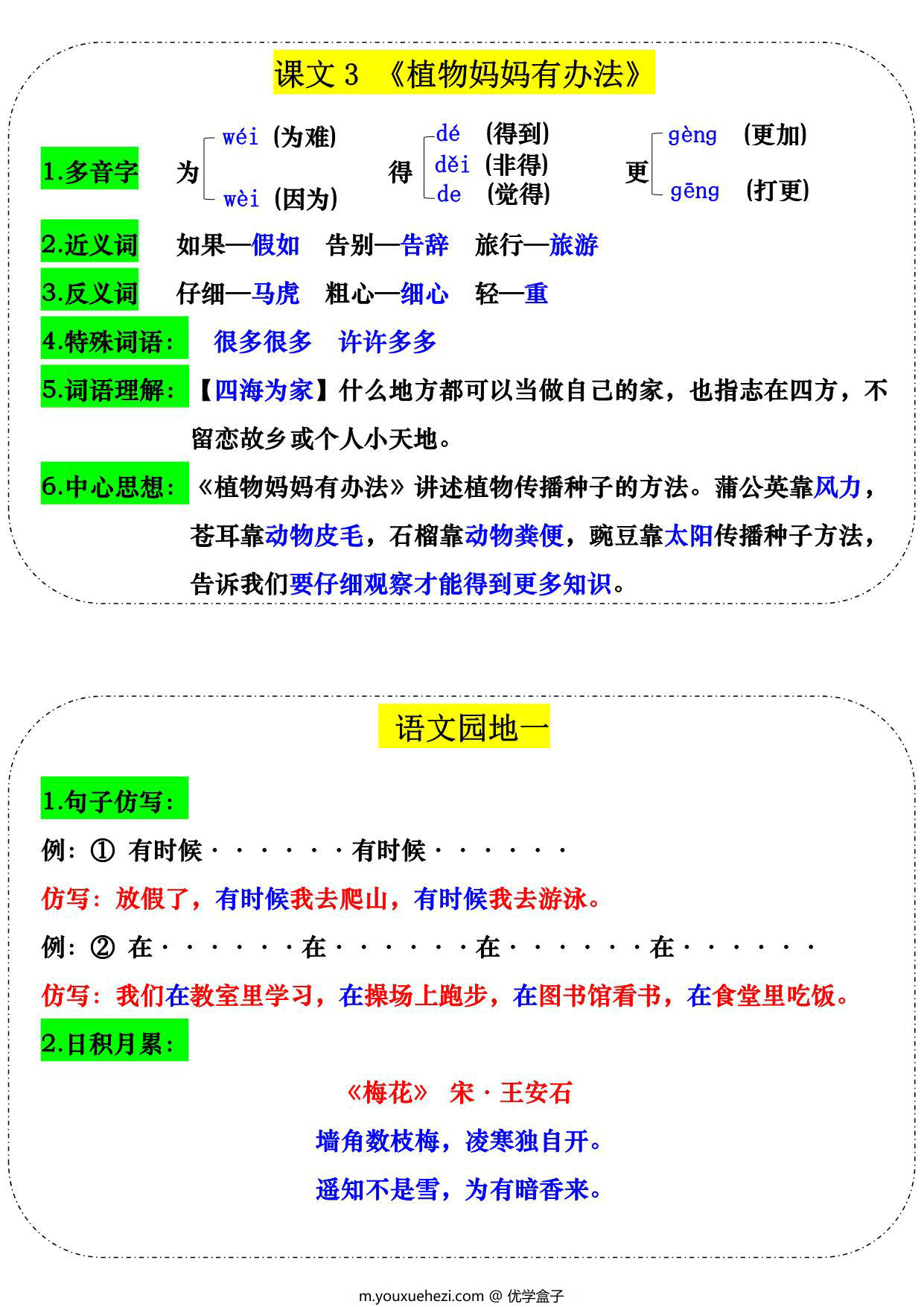 图片[2]-二年级上册语文每课课课贴，18页PDF可打印-优学盒子