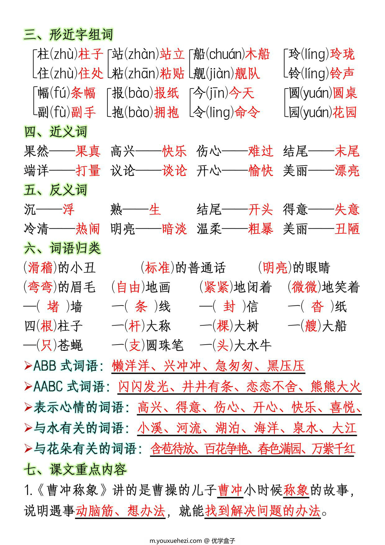 图片[2]-二年级上册语文第三单元重点必背九大考点，3页PDF电子版-优学盒子