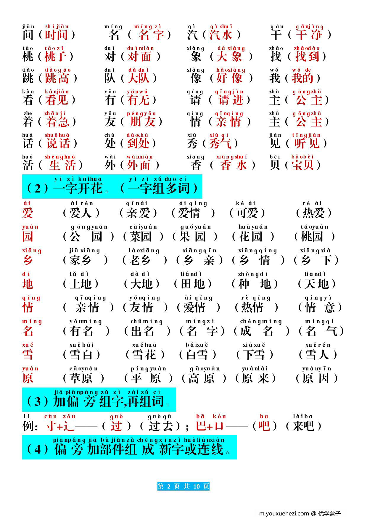 图片[2]-一年级上册语文期末考点汇总，10页PDF电子版-优学盒子