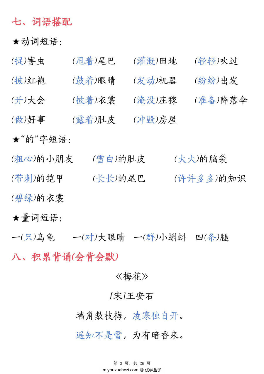 图片[4]-二年级上册语文知识要点1-8单元汇总，26页PDF电子版-优学盒子